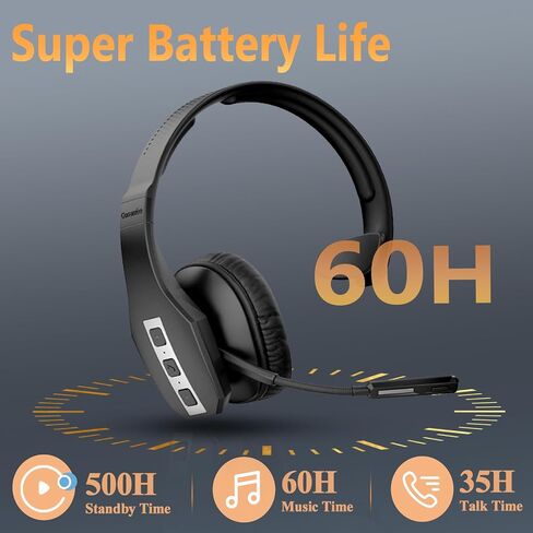 سماعة كونامبو بلوتوث V5.0، سماعة رأس لاسلكية مع ميكروفون إلغاء الضوضاء، وقت التحدث عالي الدقة لمدة 16 ساعة، سماعة رأس بلوتوث على الأذن للهاتف الخلوي، مهندسي سائقي الشاحنات، الأعمال المنزلية والمكتب in Kuwait