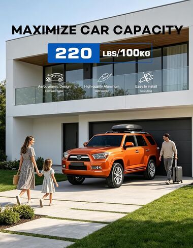 Roof Rack Cross Bars Compatible with Toyota 4Runner 2010-2024, Heavy Duty 220lb Aluminum Crossbars Rooftop Cargo Bag Kayak Bike Luggage Snowboard Skiboard Carrier in Kuwait