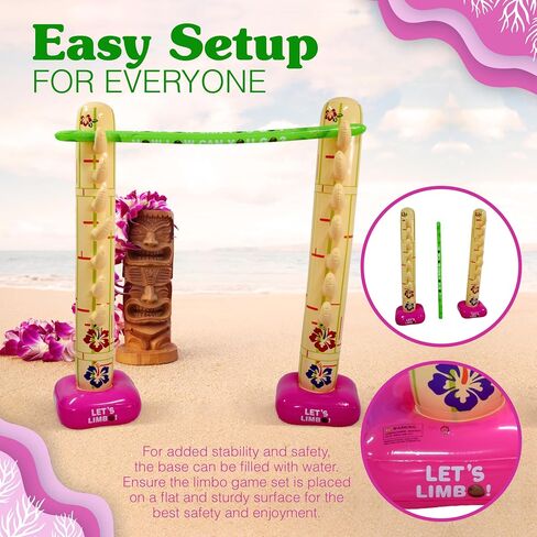 4E's Novelty Summer Inflatable Limbo Game Party Game for Kids Boys Girls Adults Tropical Inflatable Decoration for Indoor Outdoor Bithday Beach Pool Tropical Luau Backyard Game in Kuwait