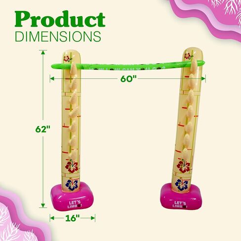 4E's Novelty Summer Inflatable Limbo Game Party Game for Kids Boys Girls Adults Tropical Inflatable Decoration for Indoor Outdoor Bithday Beach Pool Tropical Luau Backyard Game in Kuwait
