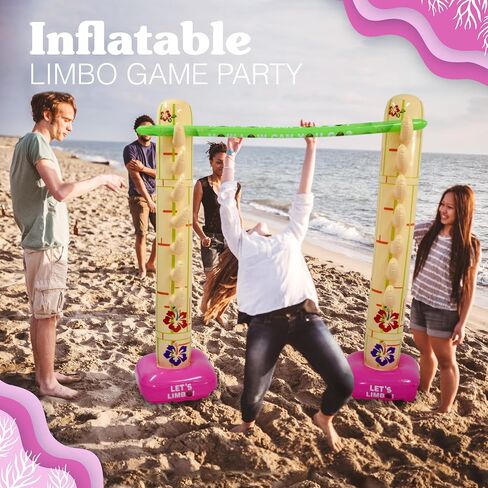 4E's Novelty Summer Inflatable Limbo Game Party Game for Kids Boys Girls Adults Tropical Inflatable Decoration for Indoor Outdoor Bithday Beach Pool Tropical Luau Backyard Game in Kuwait