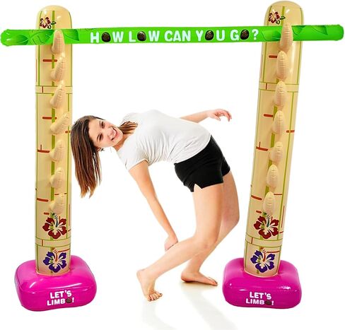 4E's Novelty Summer Inflatable Limbo Game Party Game for Kids Boys Girls Adults Tropical Inflatable Decoration for Indoor Outdoor Bithday Beach Pool Tropical Luau Backyard Game in Kuwait