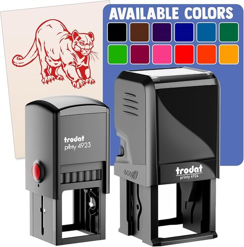 Stretching Mountain Lion Cougar Puma Cat Self-Inking Rubber Stamp Ink Stamper - 1 Inch Small - Black Ink in Kuwait