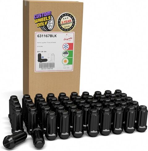 Wheel Accessories Parts 32 Pcs 9/16" Thread Truck 1.90" Long Spline Lug Nuts Chrome Truck Spline Fits 1994-10 Ram 2500 3500 1975-97 Ford F250 F350 C20 K20 C2500 C3500 in Kuwait