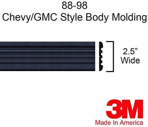 1988-1998 Chevy GMC Black Side Body Trim Molding Tahoe Suburban Silverado Pickup Truck - 2.5" - Tahoe, Suburban, Silverado, C1500, C2500, C3500, K1500, K2500, K3500, Blazer (Quarter Roll - 80") in Saudi Arabia
