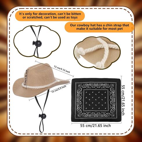 4 Pack Pet Cowboy Costume Set Include 2 Dog Cat Cowboy Hat 2 Bandana Scarf for Puppy Pet Halloween Party Cosplay Accessories in Saudi Arabia