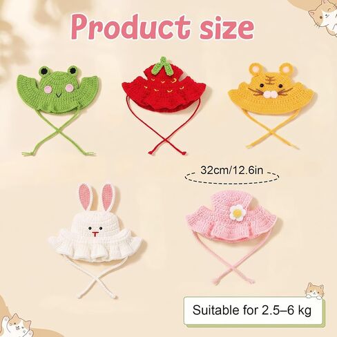 5 PCS Cat Hat, Cute Knitted Cats Hats Dog Hats Cotton & Soft in Kuwait