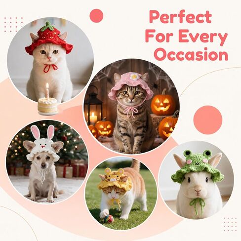 5 PCS Cat Hat, Cute Knitted Cats Hats Dog Hats Cotton & Soft in Kuwait