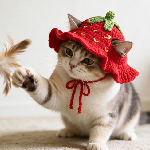 5 PCS Cat Hat, Cute Knitted Cats Hats Dog Hats Cotton & Soft in Kuwait