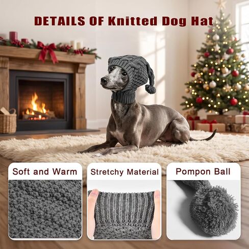 Knitted Dog Hat, Dog Calming Hoodie, Ear Muffs Noise Protection in Kuwait