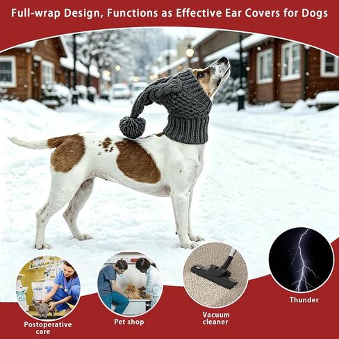 Knitted Dog Hat, Dog Calming Hoodie, Ear Muffs Noise Protection in Kuwait