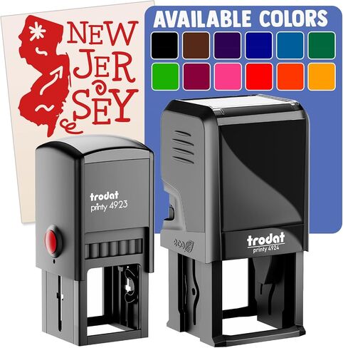 New Jersey State with Text Swirls Self-Inking Rubber Stamp Ink Stamper - 1 Inch Small - Black Ink in Kuwait