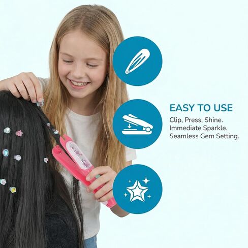 2026 Hair Gem Stamp Set, sparkling reusable hair gems, bday gift for girls. in Kuwait