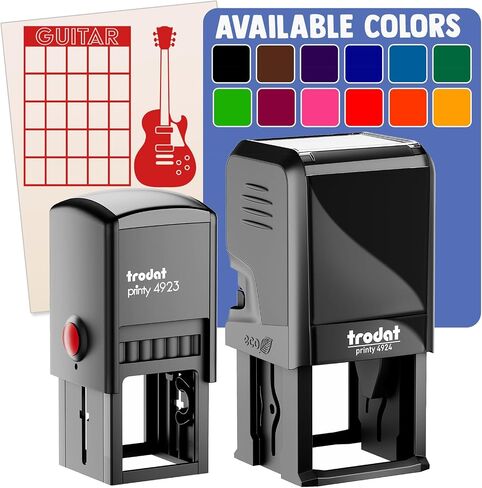 Electric Guitar Chord Chart Self-Inking Rubber Stamp Ink Stamper - 1 Inch Small - Black Ink in Kuwait
