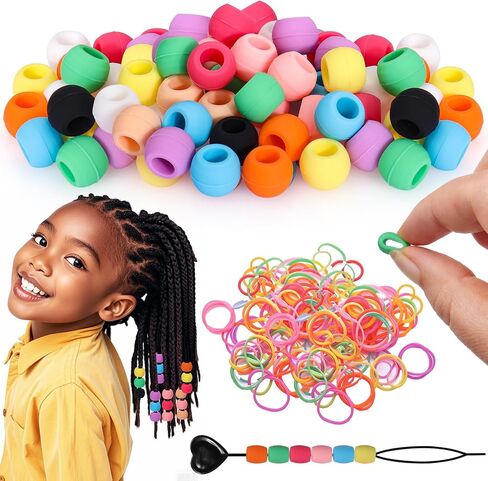 AIERSA Glow in The Dark Party Supplies Silicone Hair Beads, 50PCS Neon in Saudi Arabia