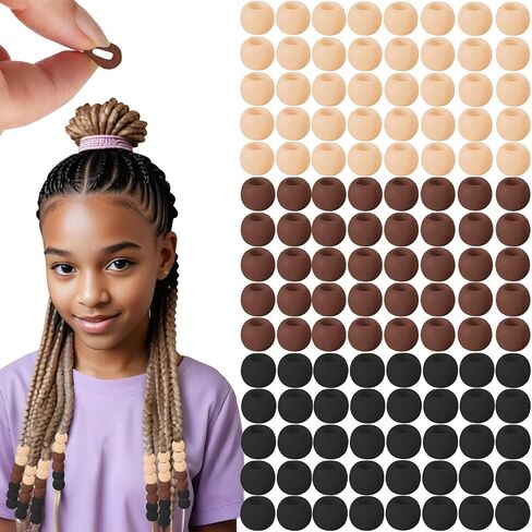 120 Pcs Silicone Hair Beads for Women Girls Braids, Soft Colorful Pony Beads Bulk for Kids Girls Women Hair Accessories for Braids (Transparent) in Kuwait