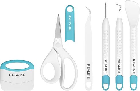REALIKE Vinyl Weeding Tools Set Craft Vinyl Tools Kit Weeder/Scraper/Spatula/Tweezers/Scissor Basic Tool Compatible with Cricut/Silhouette/Siser HTV/Oracal Vinyl in Saudi Arabia