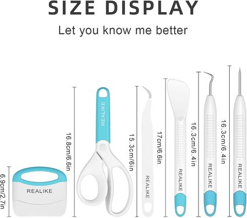 REALIKE Vinyl Weeding Tools Set Craft Vinyl Tools Kit Weeder/Scraper/Spatula/Tweezers/Scissor Basic Tool Compatible with Cricut/Silhouette/Siser HTV/Oracal Vinyl in Saudi Arabia