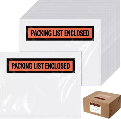 1000 Pcs Packing Slip Envelope Pouches Clear Self Adhesive Shipping Label Sleeves Waterproof Packing List Envelopes Pockets Top Loading Shipping Pouches Enclosed Bags (Orange,4.5"x 5.5") in Kuwait