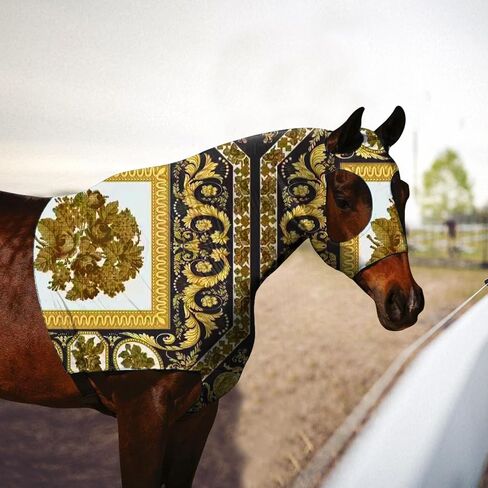 Zippered Horse Stretch Hood Without Ears, M（Flower） in Kuwait