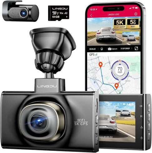 LINGDU D100 Smart Dash Cam for Cars, 2K Dash Cam with GPS WI-FI, Car Camera with 0.96" LCD Display, Night Vision, WDR, Parking Mode, Loop Recording, G-Sensor, 150° Wide Angle in Saudi Arabia