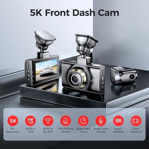 LINGDU D100 Smart Dash Cam for Cars, 2K Dash Cam with GPS WI-FI, Car Camera with 0.96" LCD Display, Night Vision, WDR, Parking Mode, Loop Recording, G-Sensor, 150° Wide Angle in Saudi Arabia
