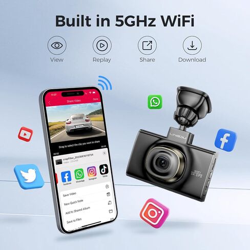 LINGDU D100 Smart Dash Cam for Cars, 2K Dash Cam with GPS WI-FI, Car Camera with 0.96" LCD Display, Night Vision, WDR, Parking Mode, Loop Recording, G-Sensor, 150° Wide Angle in Saudi Arabia