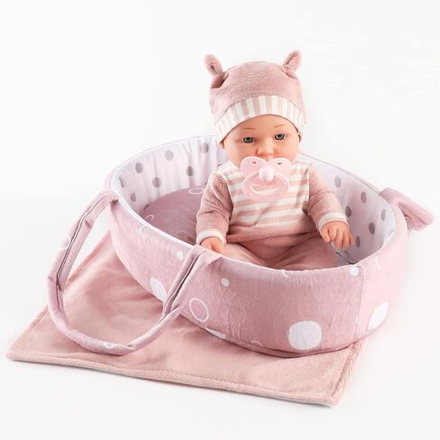 Enjoyin 12'' Baby Doll Playset with Washable Doll Accessories Includes Carrier Bassinet Bed, Pacifier, Blanket, and Pillow, First Baby Dolls for Toddlers 36 Months and Up in Kuwait