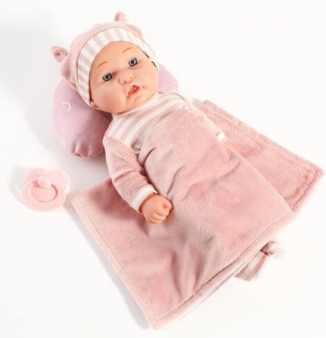 Enjoyin 12'' Baby Doll Playset with Washable Doll Accessories Includes Carrier Bassinet Bed, Pacifier, Blanket, and Pillow, First Baby Dolls for Toddlers 36 Months and Up in Kuwait