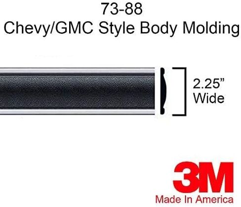 1973-1987 Chevy GMC Black Side Body Trim Molding C10, C20, C30, K10, K20, K30, V10, Suburban, Custom Deluxe, Silverado, Pickup Trucks - 2.25" Wide (Quarter Roll - 80") in Kuwait