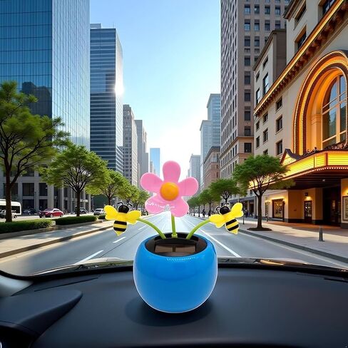 Solar Dancing Flower Automotive Ornament Swinging Animated Dancer Toy Car Dashboard Decor Suncatchers Solar Apple Blossom Bobblehead Windowsill Decoration for Car Home Decor in Kuwait