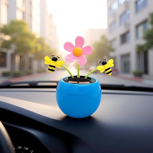 Solar Dancing Flower Automotive Ornament Swinging Animated Dancer Toy Car Dashboard Decor Suncatchers Solar Apple Blossom Bobblehead Windowsill Decoration for Car Home Decor in Kuwait
