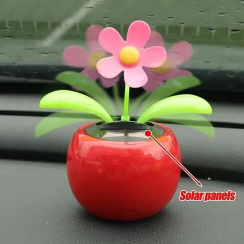 Solar Dancing Flower Automotive Ornament Swinging Animated Dancer Toy Car Dashboard Decor Suncatchers Solar Apple Blossom Bobblehead Windowsill Decoration for Car Home Decor in Kuwait