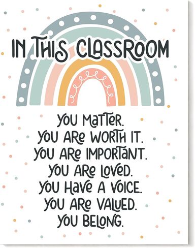 HoneyKICK Boho Rainbow Classroom Decor - 11 x 14 - Classroom Poster and Bulletin Board Decoration for Preschool, Elementary, Middle School, Daycare in Kuwait