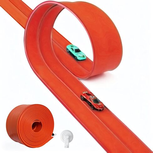 15-Ft Flexible Race Track for 1/64 Scale Cars with Suction Cup, Persimmon in Kuwait