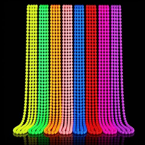 16 Pcs Neon Bead Necklaces 31.5" Glow in the Dark UV Party Bulk for Party in Kuwait
