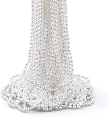 WEOXPR White Faux Pearl Bead Necklaces Bulk,Mardi Gras Beads Necklace,32 Inch Faux Pearl Necklaces for Women,Party Decorations Necklace in Kuwait