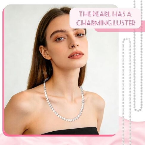 WEOXPR White Faux Pearl Bead Necklaces Bulk,Mardi Gras Beads Necklace,32 Inch Faux Pearl Necklaces for Women,Party Decorations Necklace in Kuwait