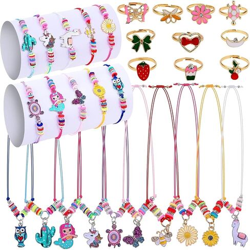 Faburo 30pcs Kids Jewelry for Girls, 10 Necklaces, 10 Rings, 10 Bracelets in Kuwait