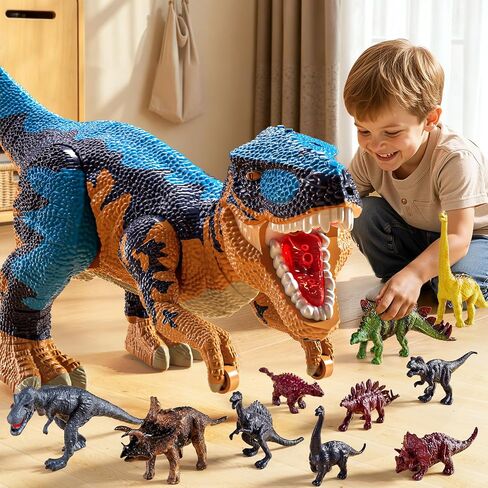 PEADUCK 24" Large Dinosaur Toys for Kids 3-5, Big Dinosaur with 10+ Belly Storage, Tyrannosaurus Dinosaur with Mist Spray, Light and Sound, Birthday Gifts for 3 4 5 6 7 8 Years Boys Girls in Kuwait