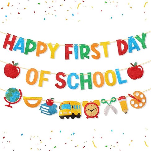 Happy First Day of School Banner Pre-Strung Glitter Classroom Decor in Kuwait