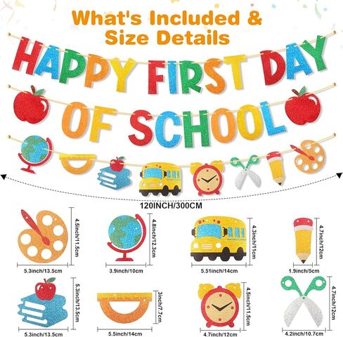 Happy First Day of School Banner Pre-Strung Glitter Classroom Decor in Kuwait