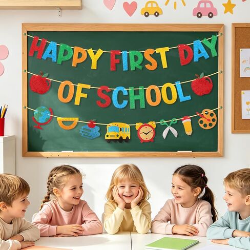 Happy First Day of School Banner Pre-Strung Glitter Classroom Decor in Kuwait