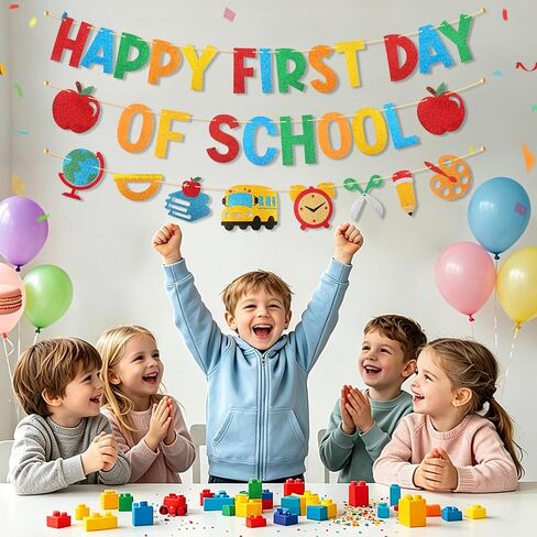 Happy First Day of School Banner Pre-Strung Glitter Classroom Decor in Kuwait