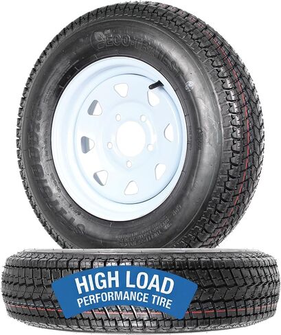eCustomRim 2-Pk Trailer Tires Rims ST175/80D13 175/80 13 B78-13 LRC 5 Lug White Spoke Wheel in Kuwait