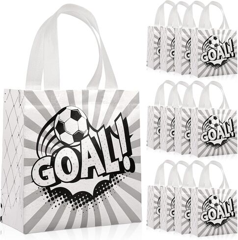 CELSOL 12 Pack Soccer Goodie Bags, Reusable Soccer Party Favors Gift Bags for Kids Birthday Sports Themed Party Supplies in Kuwait