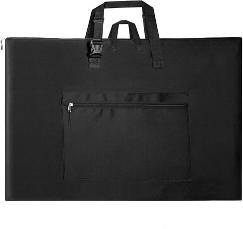 Light Weight Art Portfolio Tote Bag 24'' x 36'' Black Waterproof Canvas Carrying Storage Case with Detachable Shoulder Strap For Photography Artwork Poster Sketching Drawing in Saudi Arabia