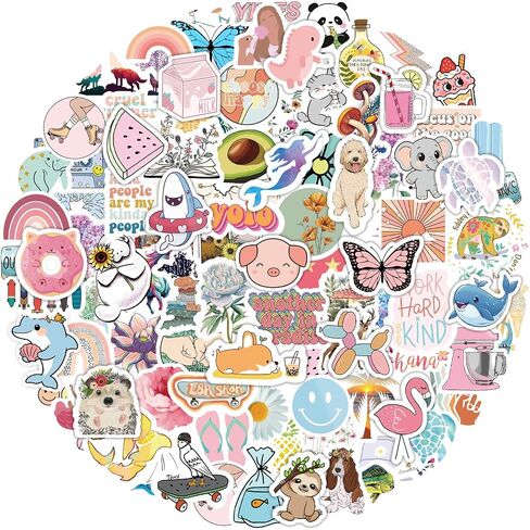 ملصقات زجاجات المياه للاطفال من اياود، 200 قطعة ملصقات لطيفة لزجاجات المياه، ملصقات جمالية للابتوب ولوح التزلج للاطفال والمراهقين والفتيات in Kuwait