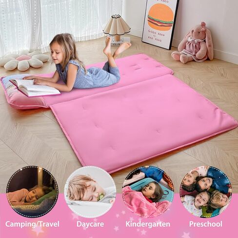 Pink Unicorn Toddler Nap Mats with Removable Pillow and Blanket for Girls in Kuwait