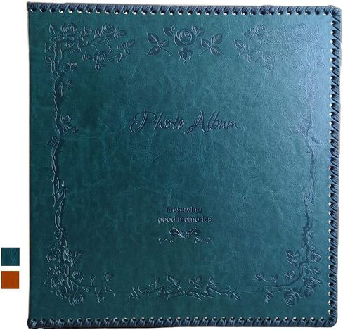 Photo Album Self Adhesive Pages, 80 Pages Huge Magnetic Self-Stick Picture Album with Leather Vintage Inspired Cover, DIY Albums Holds 3X5, 4X6, 5X7, 6X8, 8X10, 10X12 Photos (Darkgreen) in Kuwait